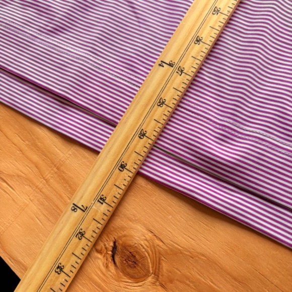 FJ Golf Polo Men's Large Pink White strips lightweight Golf shirt polyester - Picture 8 of 8